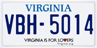 VA license plate VBH5014