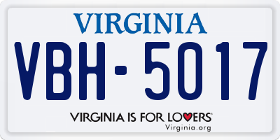 VA license plate VBH5017