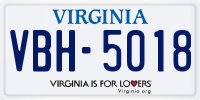 VA license plate VBH5018