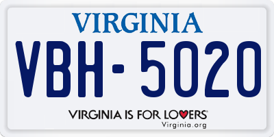 VA license plate VBH5020