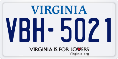 VA license plate VBH5021