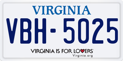 VA license plate VBH5025