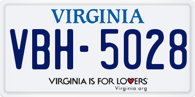 VA license plate VBH5028