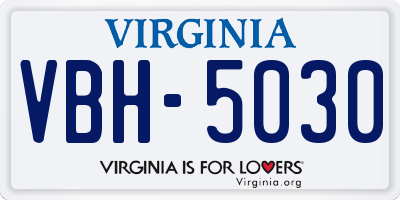 VA license plate VBH5030