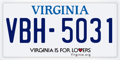 VA license plate VBH5031