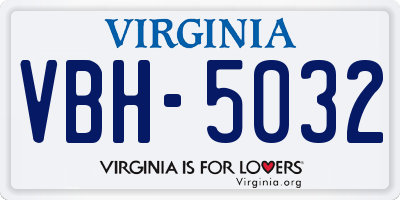 VA license plate VBH5032