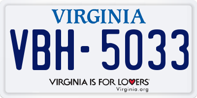 VA license plate VBH5033