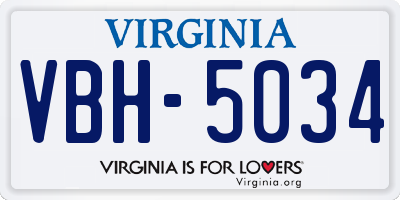 VA license plate VBH5034