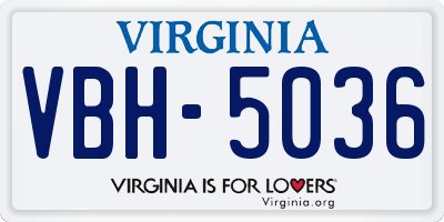 VA license plate VBH5036