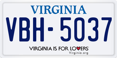 VA license plate VBH5037