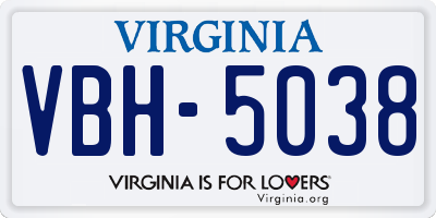 VA license plate VBH5038