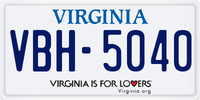VA license plate VBH5040