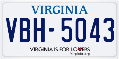 VA license plate VBH5043