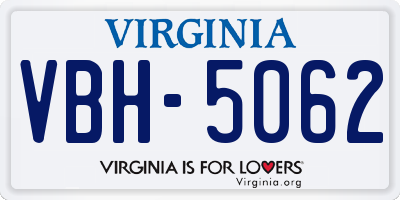 VA license plate VBH5062