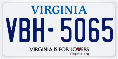 VA license plate VBH5065