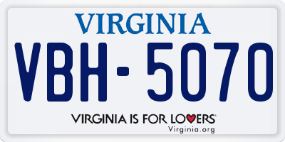VA license plate VBH5070