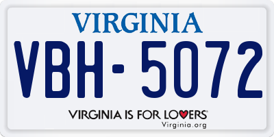 VA license plate VBH5072