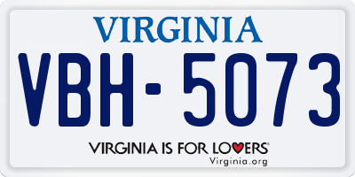 VA license plate VBH5073