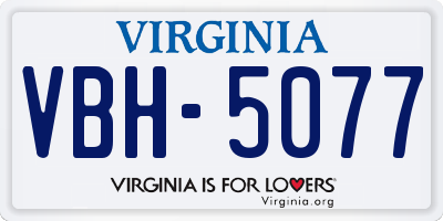 VA license plate VBH5077