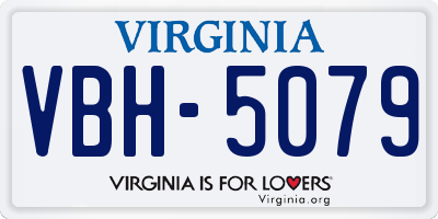VA license plate VBH5079