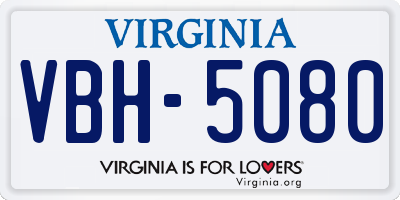 VA license plate VBH5080