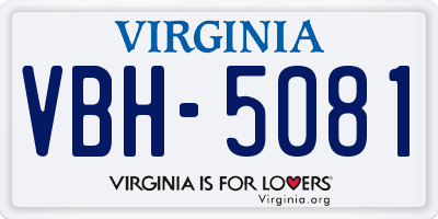 VA license plate VBH5081