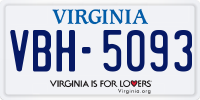 VA license plate VBH5093