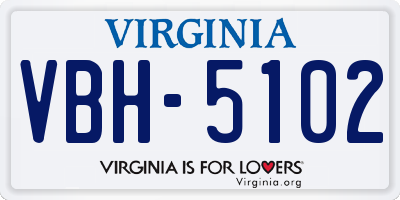 VA license plate VBH5102