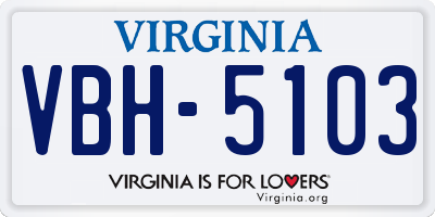 VA license plate VBH5103