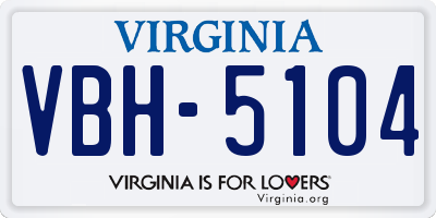 VA license plate VBH5104