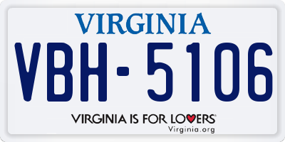 VA license plate VBH5106