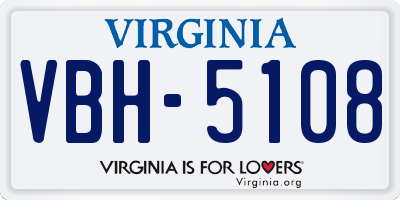 VA license plate VBH5108