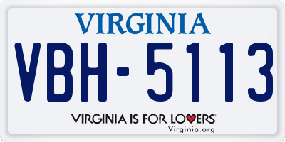 VA license plate VBH5113
