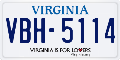 VA license plate VBH5114