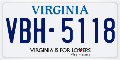 VA license plate VBH5118