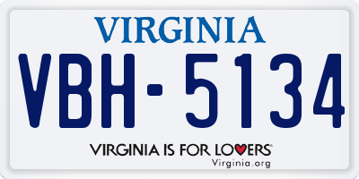VA license plate VBH5134