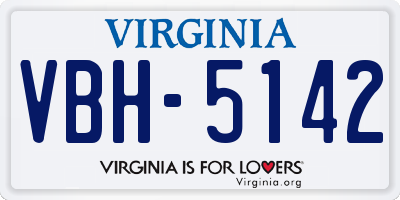 VA license plate VBH5142