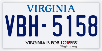 VA license plate VBH5158