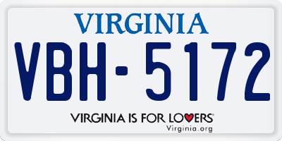 VA license plate VBH5172