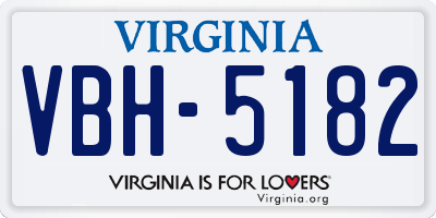 VA license plate VBH5182