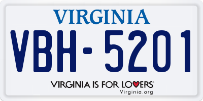 VA license plate VBH5201