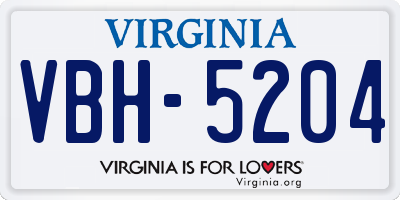 VA license plate VBH5204