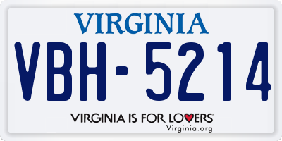 VA license plate VBH5214