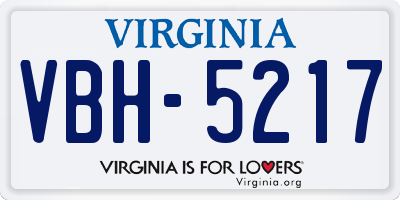 VA license plate VBH5217
