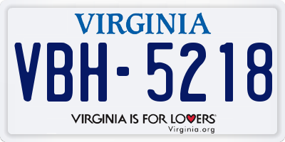 VA license plate VBH5218