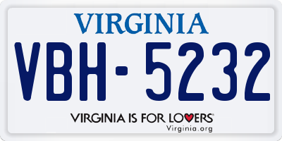 VA license plate VBH5232