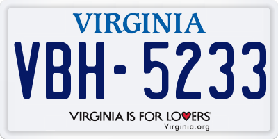 VA license plate VBH5233