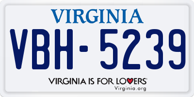 VA license plate VBH5239