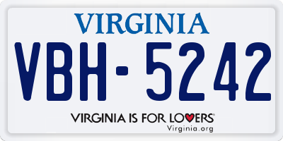 VA license plate VBH5242