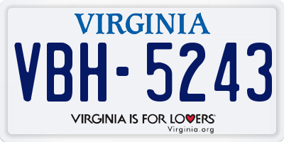VA license plate VBH5243